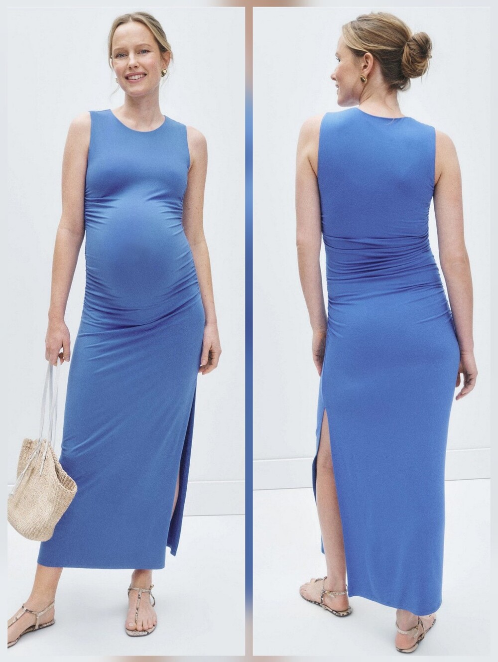 PIETRO BRUNELLI MATERNITY Blossom Maternity Dress Crew Neck Sleeveless Size M